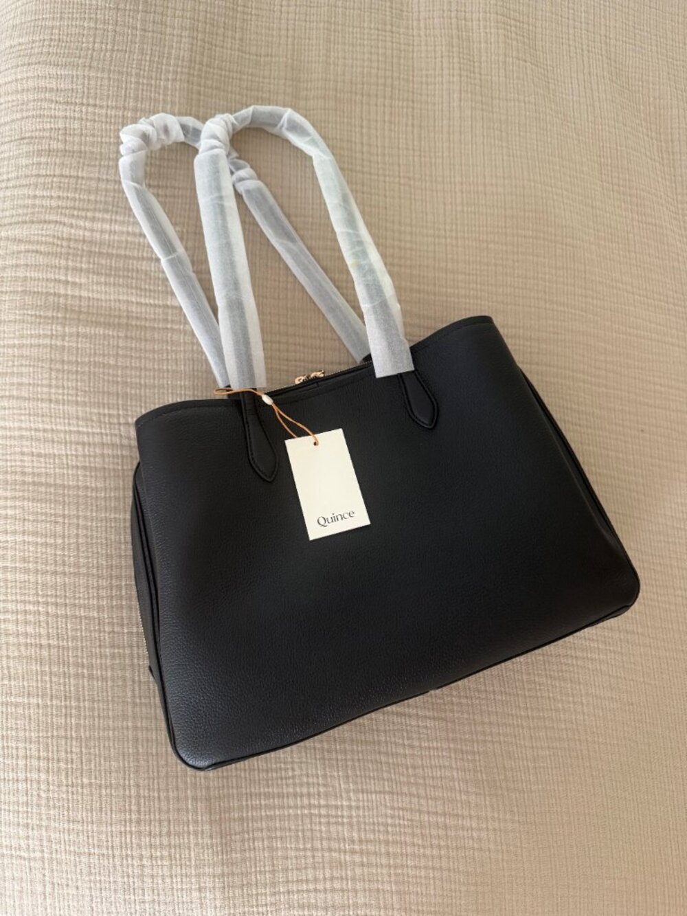 Italian Leather Triple Compartment Work Tote Black NWT - Picture 2 of 6